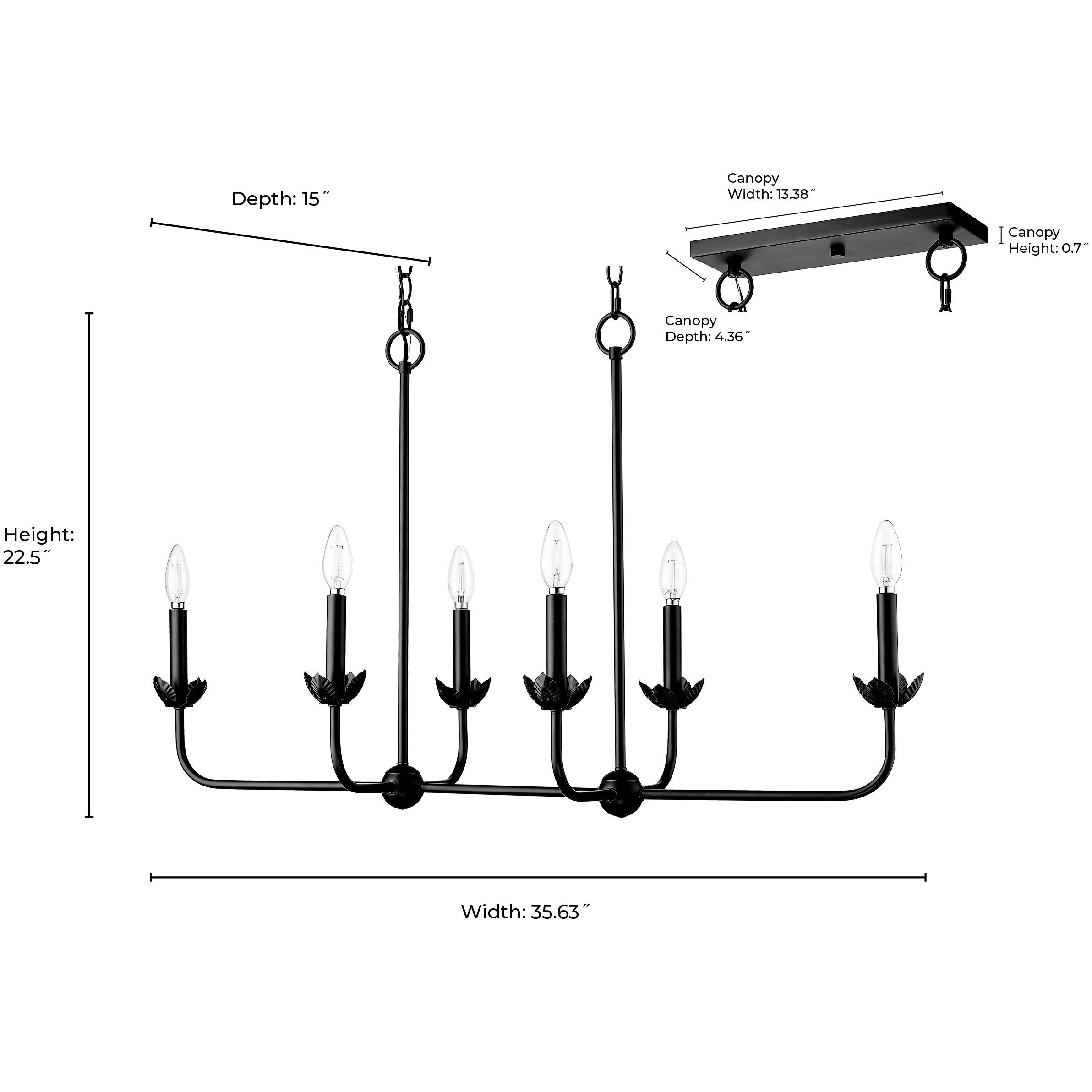 Freesia 6 Light 38 inch Matte Black Chandelier Ceiling Light